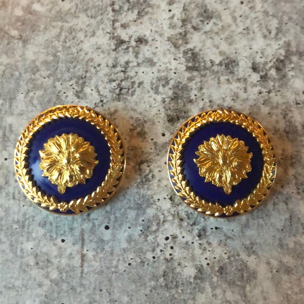 Vintage MMA 1989 Gold and Blue Earrings